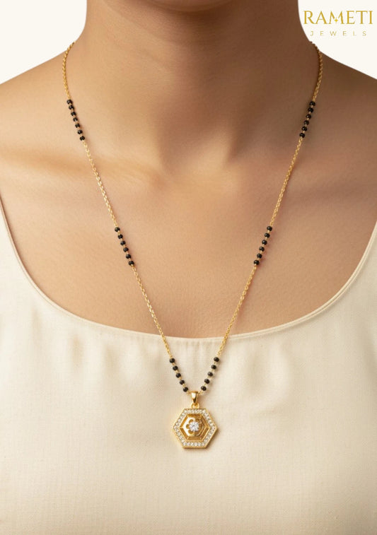 Detailed view of Madhuri Royal Heart Cut Designer Mangalsutra - Rameti Jewels