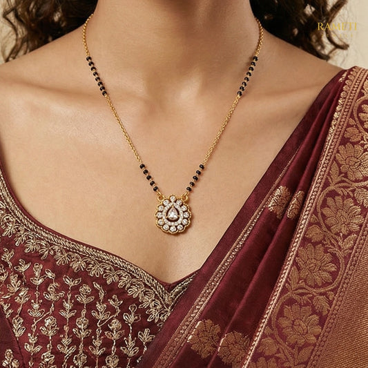 Detailed view of Nandita Glistening CZ Studded Party Wear Mangalsutra - Rameti Jewels