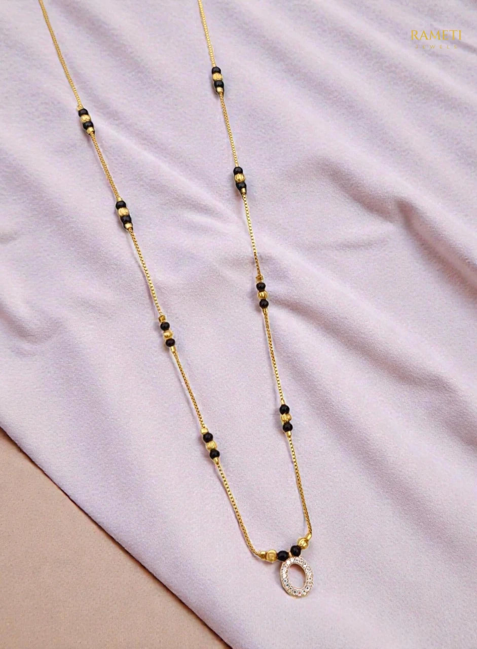 Side profile and craftsmanship of Nayana Celebrity Inspired Modern Mangalsutra - Rameti Jewels