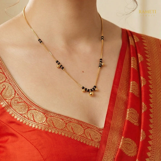 Detailed view of Omana Divine Protection Classic Mangalsutra - Rameti Jewels