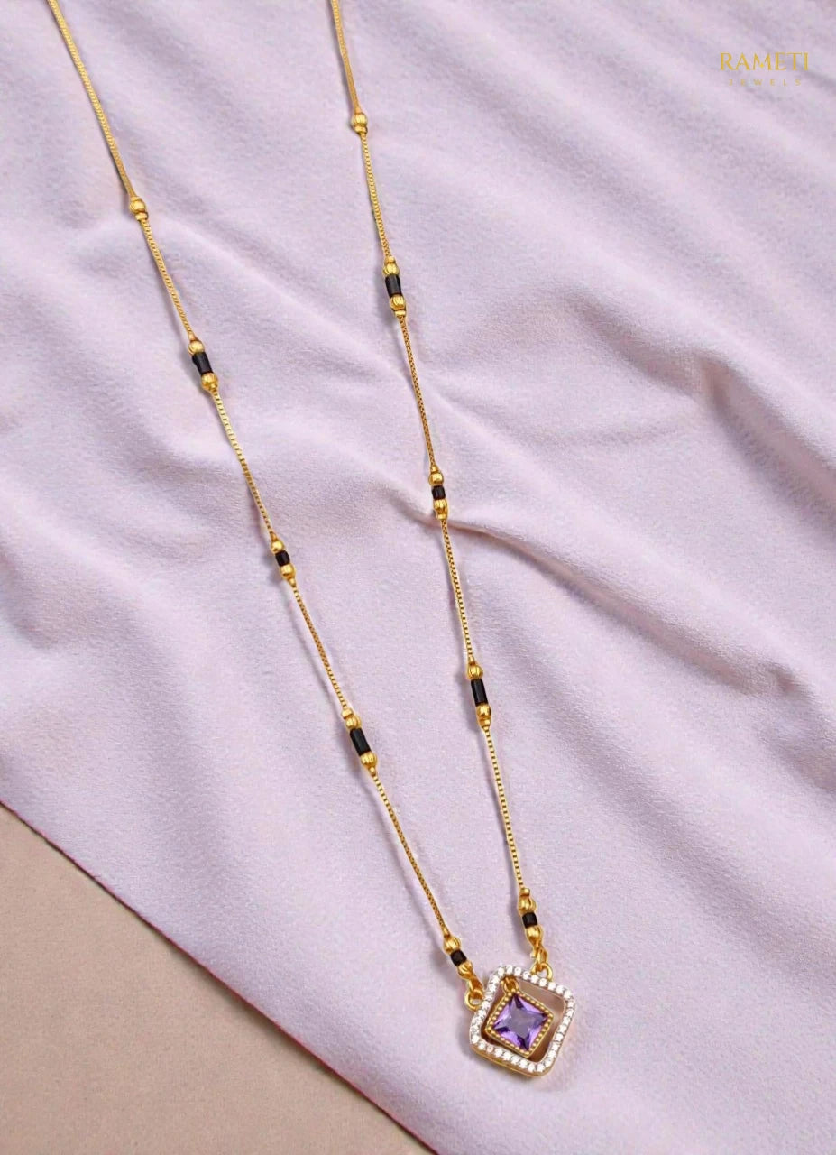 Side profile and craftsmanship of Omisha Divine Protection Classic Mangalsutra - Rameti Jewels