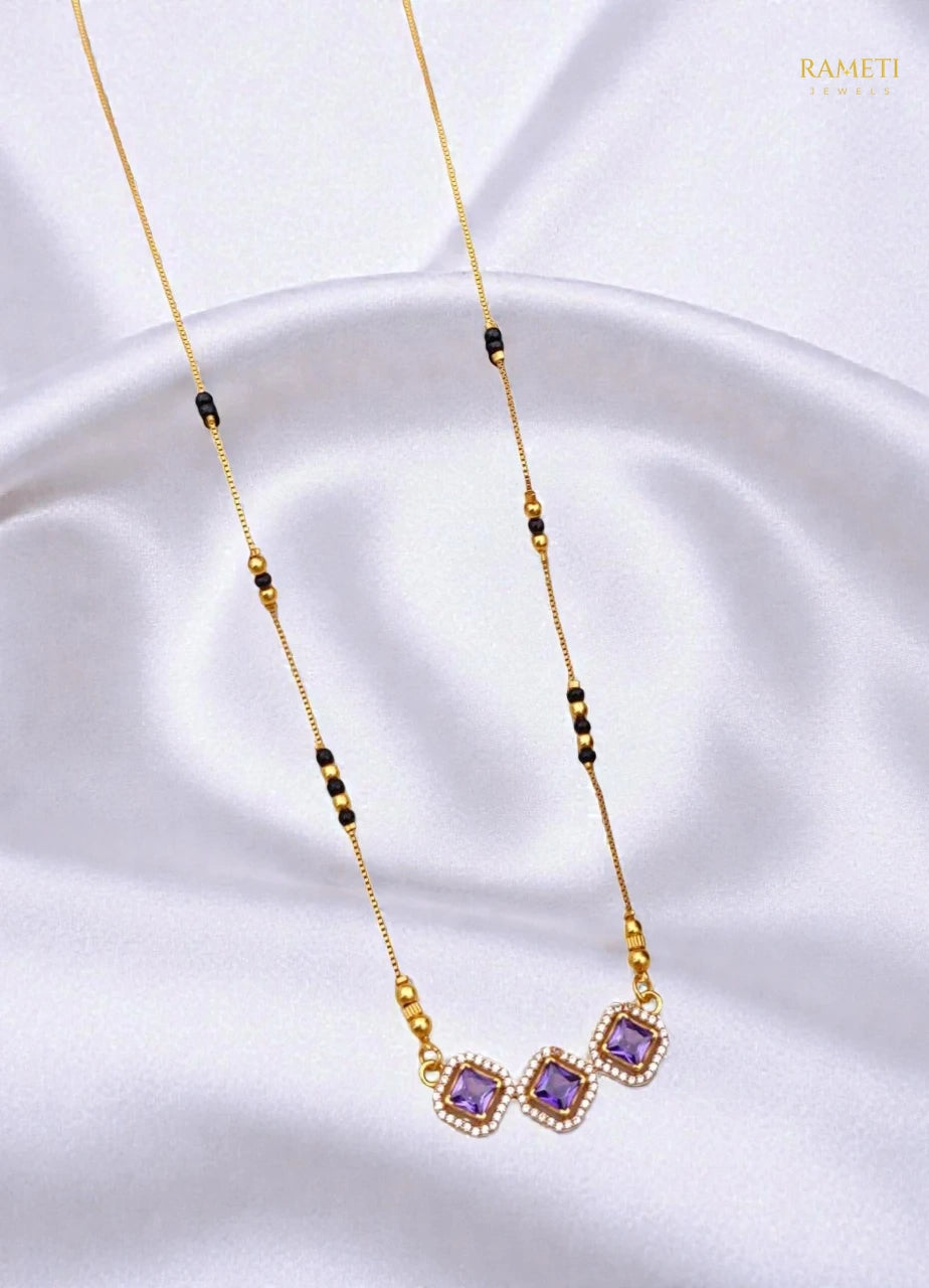 Side profile and craftsmanship of Pooja Celebrity Inspired Modern Mangalsutra - Rameti Jewels