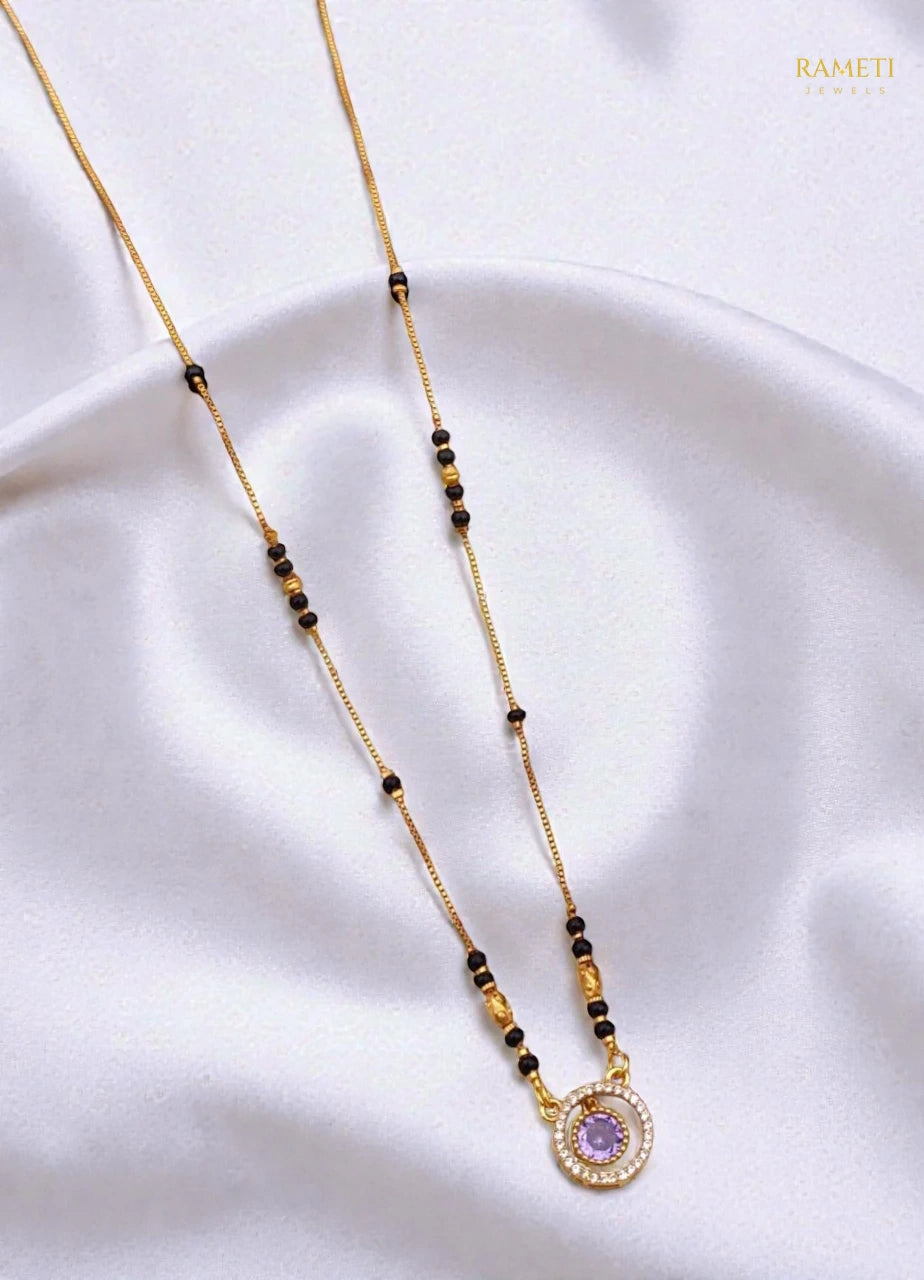Side profile and craftsmanship of Rakhi Minimalist Elegance Daily Wear Mangalsutra - Rameti Jewels