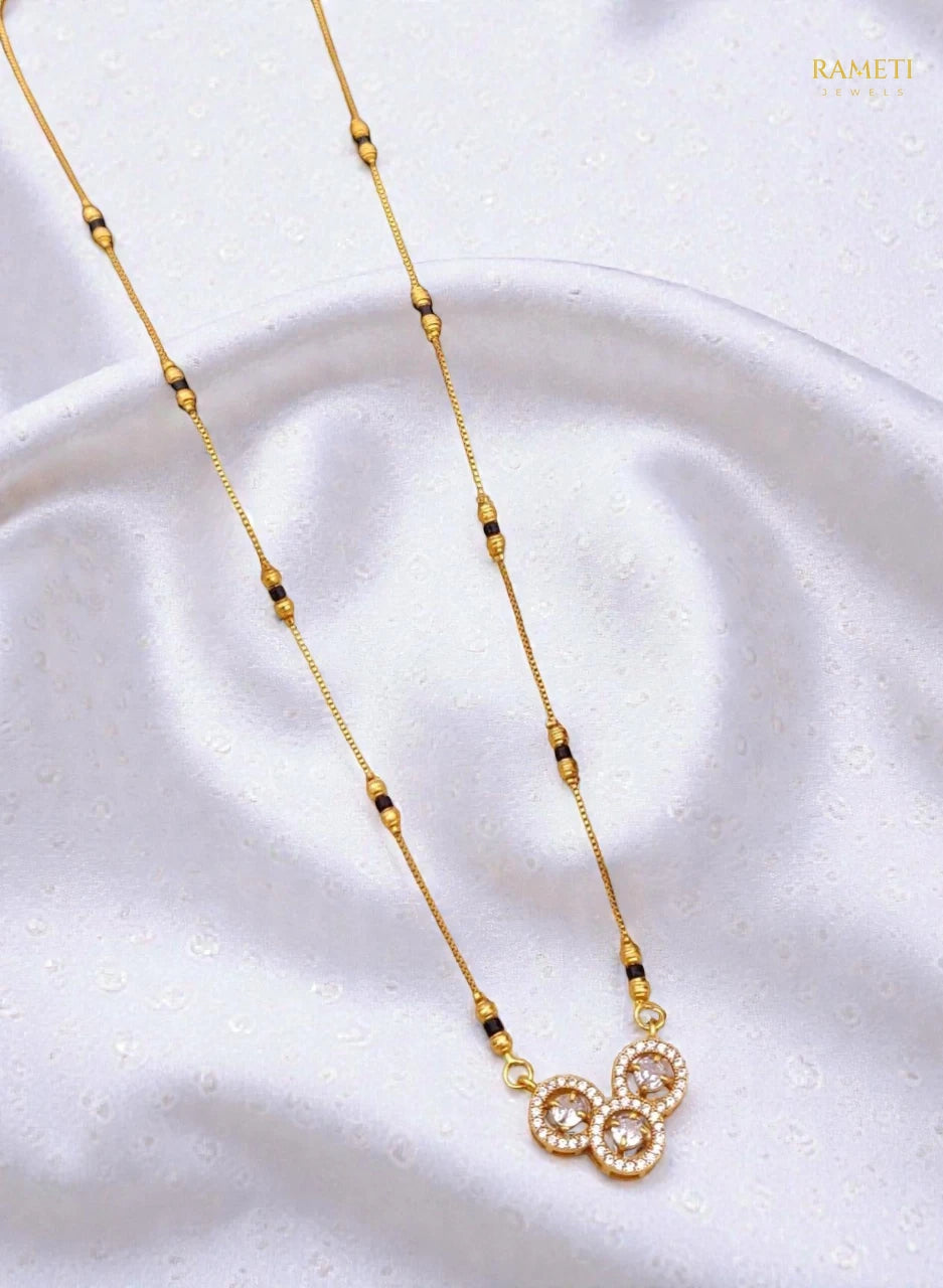 Side profile and craftsmanship of Saanvi Divine Protection Classic Mangalsutra - Rameti Jewels