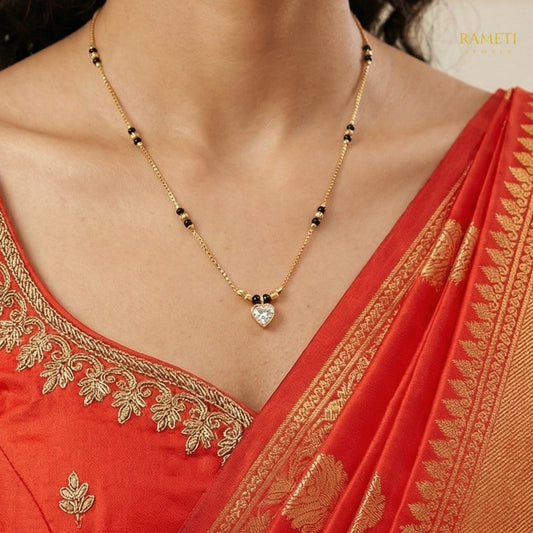 Detailed view of Tara Royal Heart Cut Designer Mangalsutra - Rameti Jewels