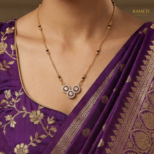Detailed view of Tina Glistening CZ Studded Party Wear Mangalsutra - Rameti Jewels