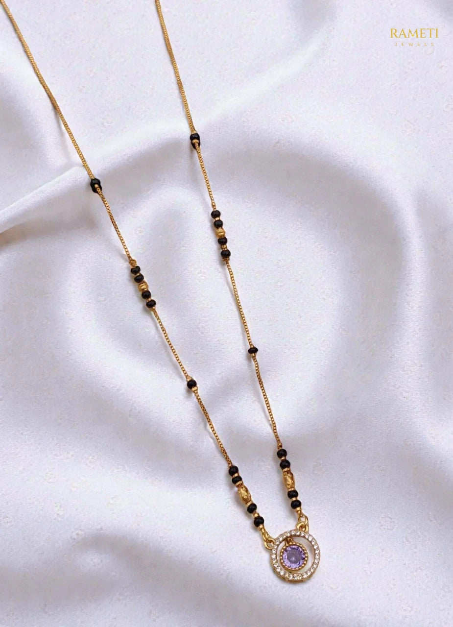 Side profile and craftsmanship of Tripti Divine Protection Classic Mangalsutra - Rameti Jewels