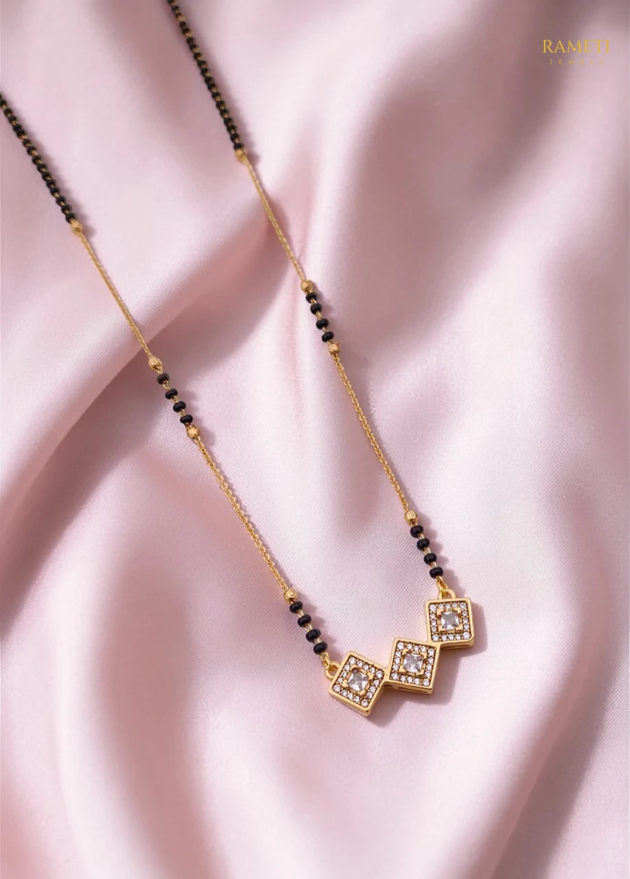 Side profile and craftsmanship of Charu Royal Heart Cut Designer Mangalsutra - Rameti Jewels