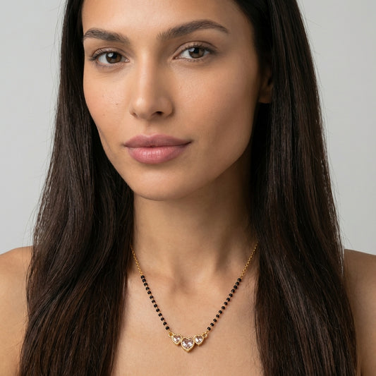 Aarohi Eternal Bond 18K Gold Mangalsutra worn by model - Rameti Jewels