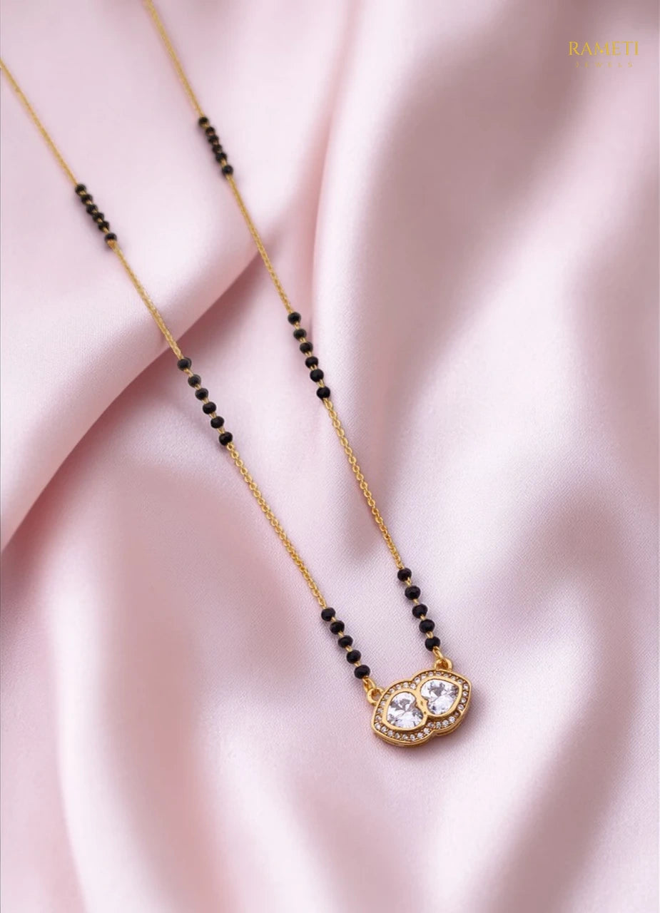 Side profile and craftsmanship of Deepa Glistening CZ Studded Party Wear Mangalsutra - Rameti Jewels