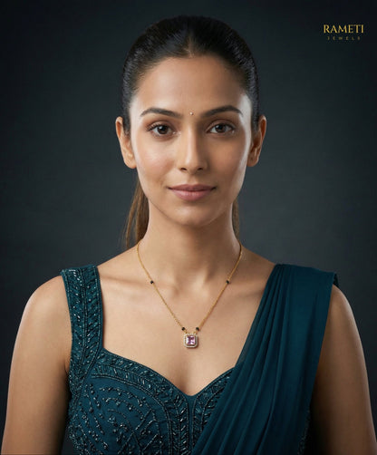 Aditi Celebrity Inspired Modern Mangalsutra worn by model - Rameti Jewels