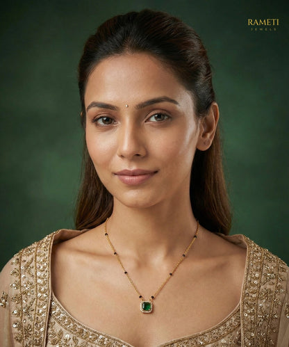 Akshara Sleek and Sophisticated Office Wear Mangalsutra worn by model - Rameti Jewels
