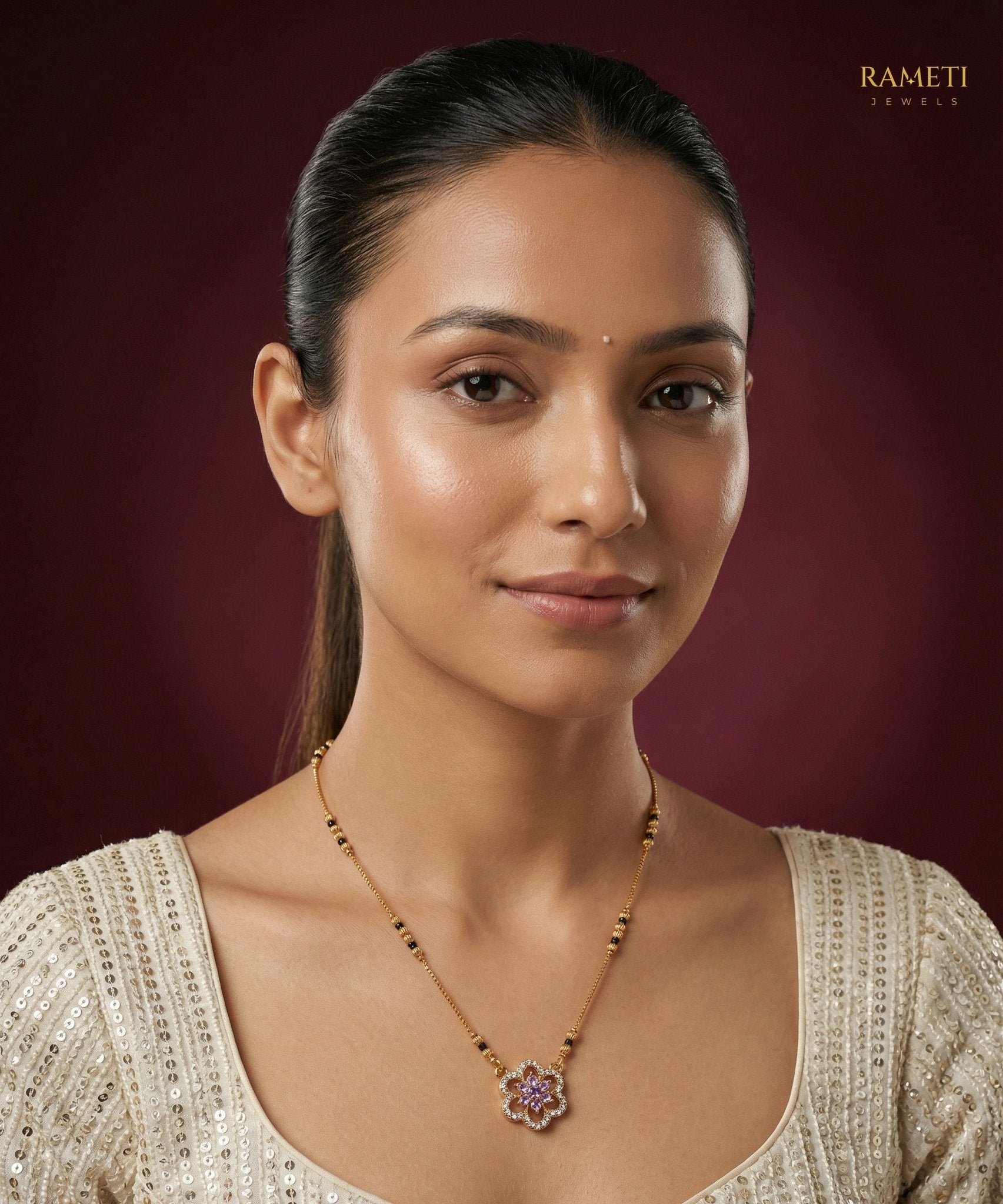 Avni Divine Protection Classic Mangalsutra worn by model - Rameti Jewels