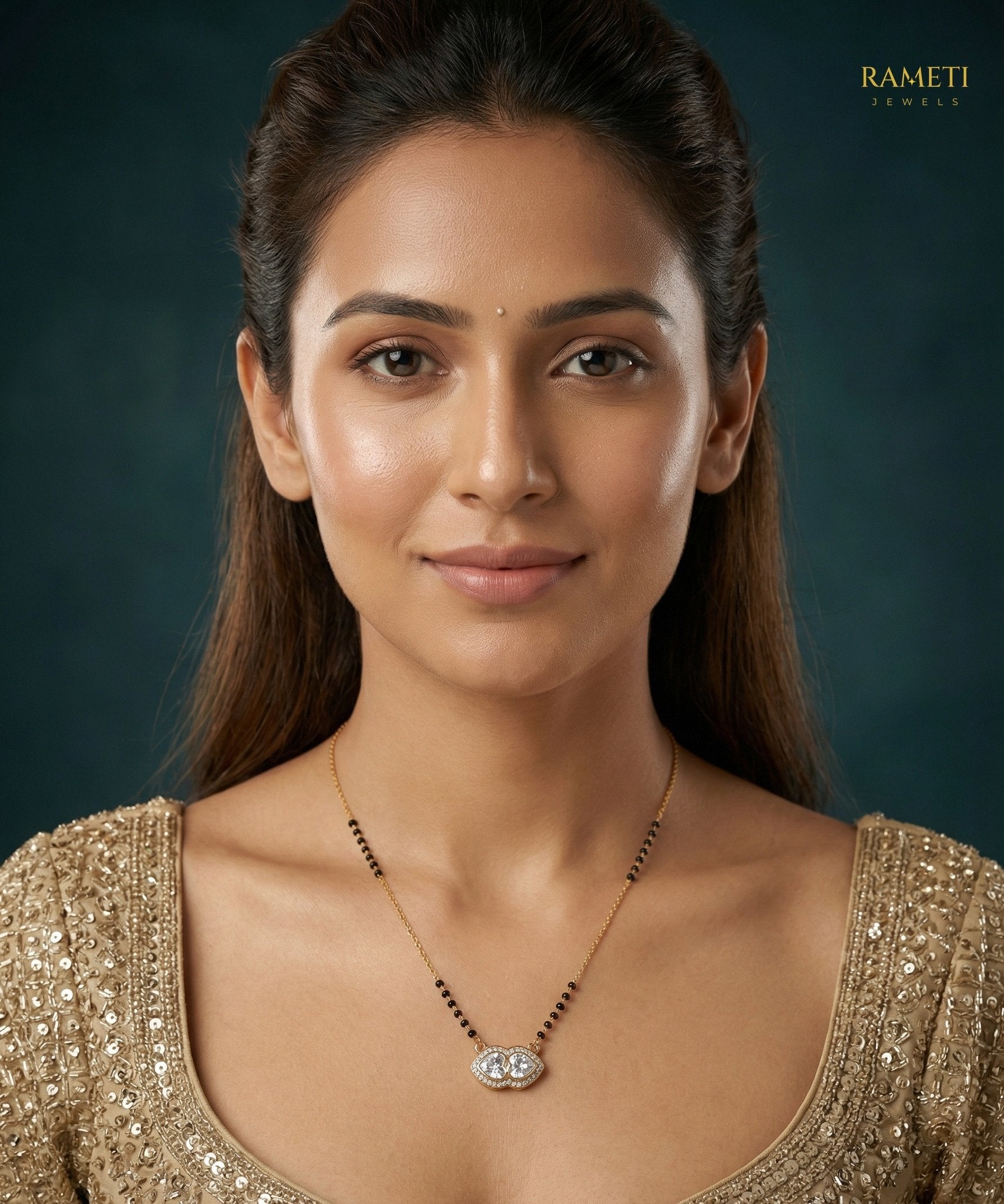 Ayesha Celebrity Inspired Modern Mangalsutra worn by model - Rameti Jewels