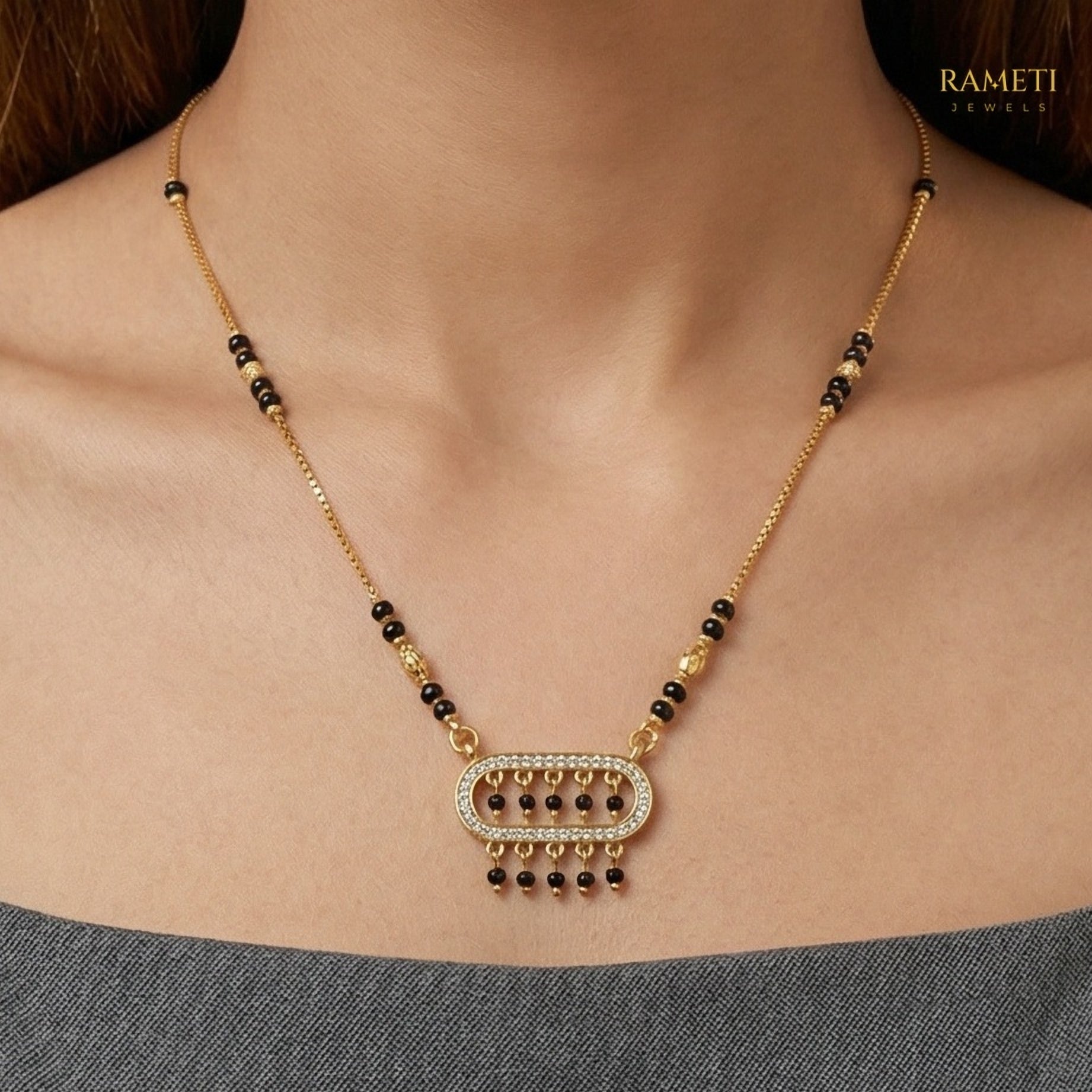 Jhalak Royal Heart Cut Designer Mangalsutra - Rameti Jewels