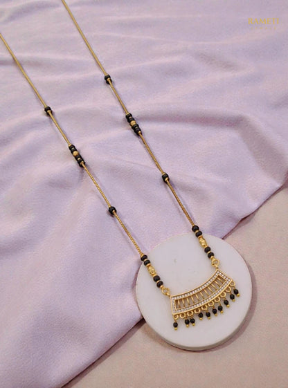Side profile and craftsmanship of Kiara Divine Protection Classic Mangalsutra - Rameti Jewels
