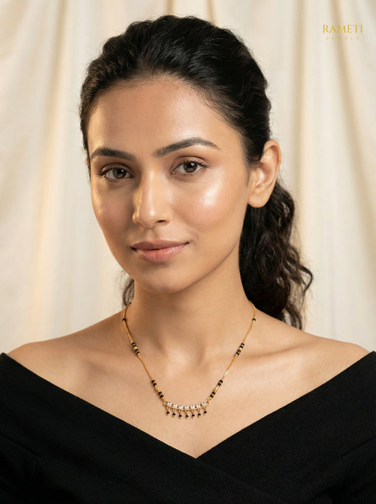 Kala Eternal Bond 18K Gold Mangalsutra worn by model - Rameti Jewels