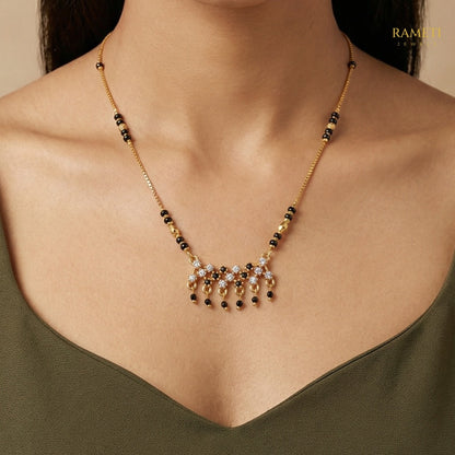 Detailed view of Kalpana Glistening CZ Studded Party Wear Mangalsutra - Rameti Jewels