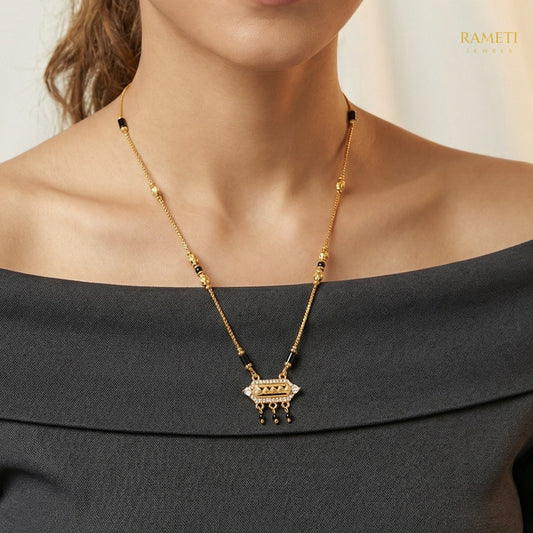 Detailed view of Kamini Divine Protection Classic Mangalsutra - Rameti Jewels