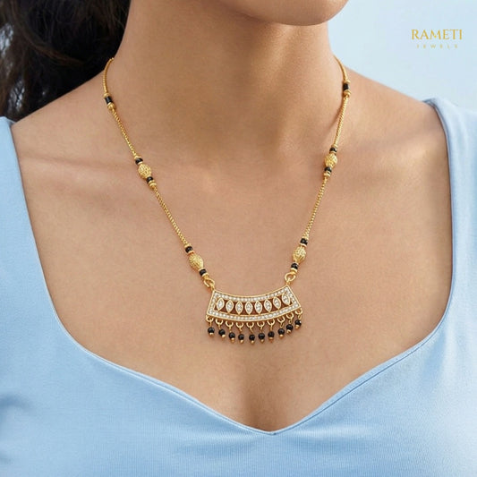 Detailed view of Kanchan Royal Heart Cut Designer Mangalsutra - Rameti Jewels