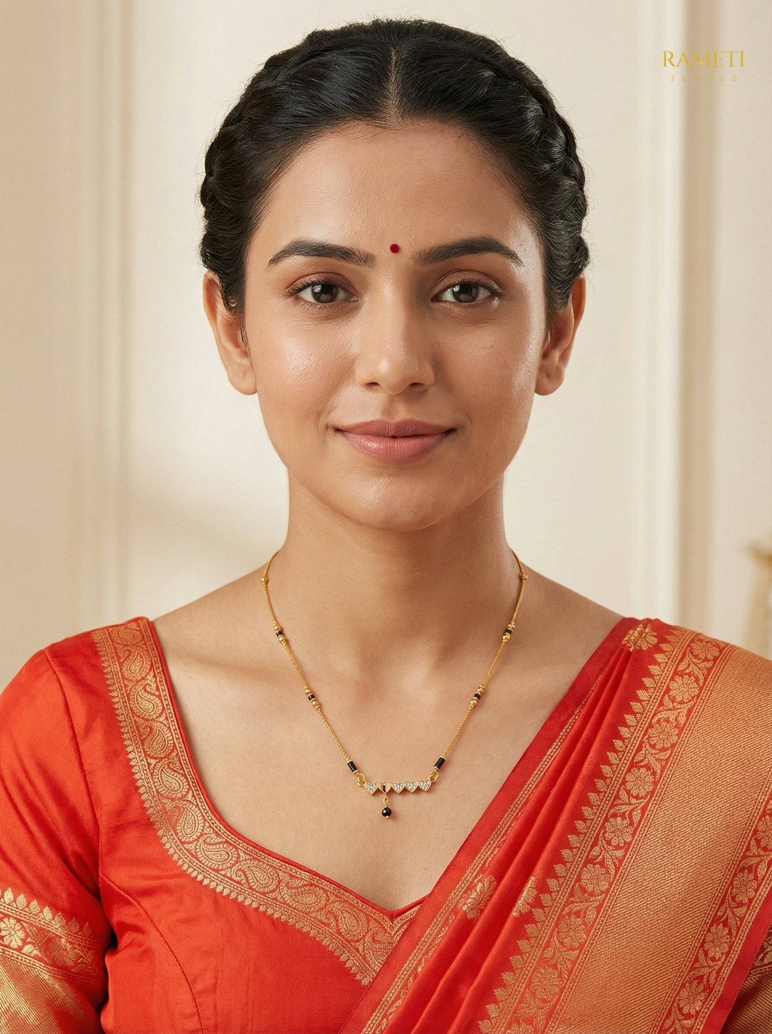 Kanan Divine Protection Classic Mangalsutra worn by model - Rameti Jewels