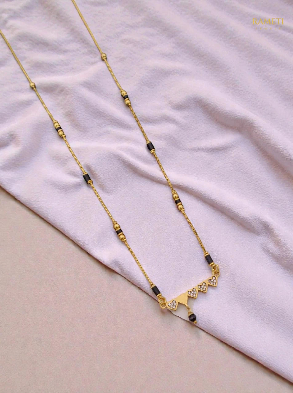 Side profile and craftsmanship of Kanan Divine Protection Classic Mangalsutra - Rameti Jewels
