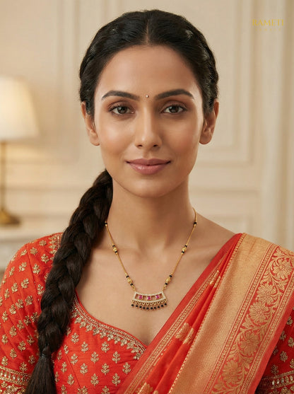 Kanishka Minimalist Elegance Daily Wear Mangalsutra worn by model - Rameti Jewels