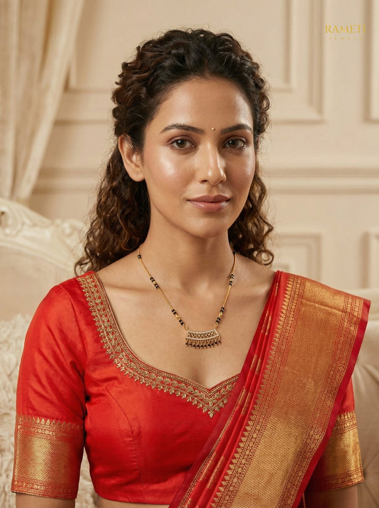 Laboni Minimalist Elegance Daily Wear Mangalsutra worn by model - Rameti Jewels