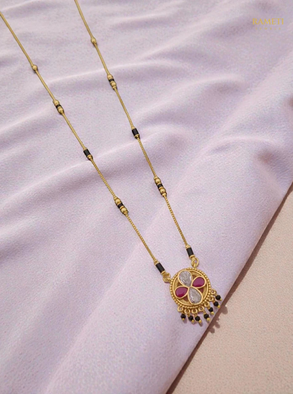 Side profile and craftsmanship of Lajja Celebrity Inspired Modern Mangalsutra - Rameti Jewels