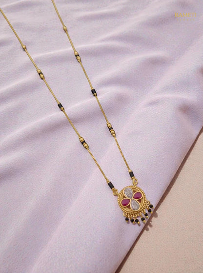 Side profile and craftsmanship of Lajja Celebrity Inspired Modern Mangalsutra - Rameti Jewels