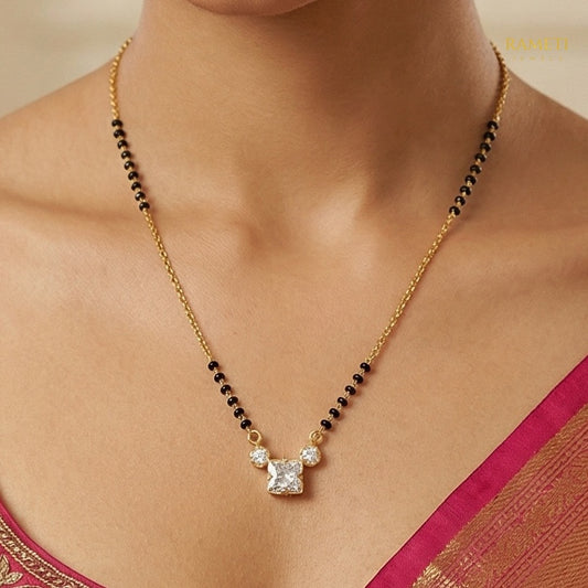 Lakshmi Glistening CZ Studded Party Wear Mangalsutra - Rameti Jewels