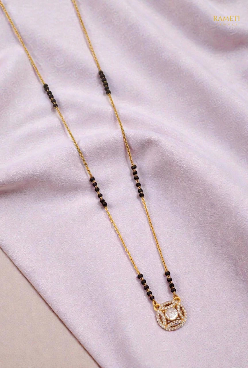 Side profile and craftsmanship of Lara Celebrity Inspired Modern Mangalsutra - Rameti Jewels
