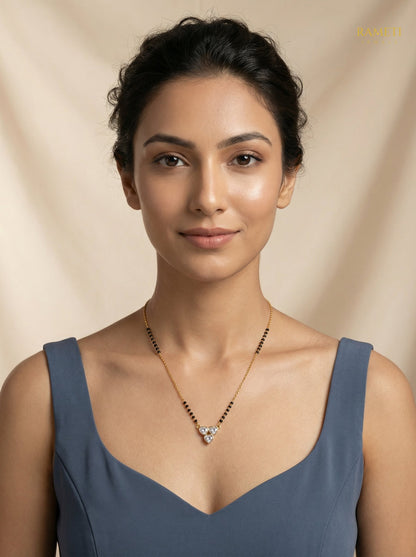 Latika Divine Protection Classic Mangalsutra worn by model - Rameti Jewels