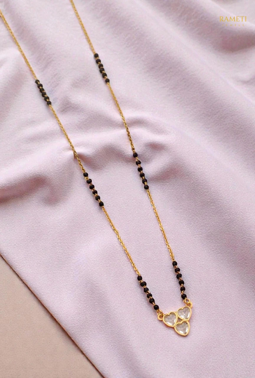 Side profile and craftsmanship of Latika Divine Protection Classic Mangalsutra - Rameti Jewels