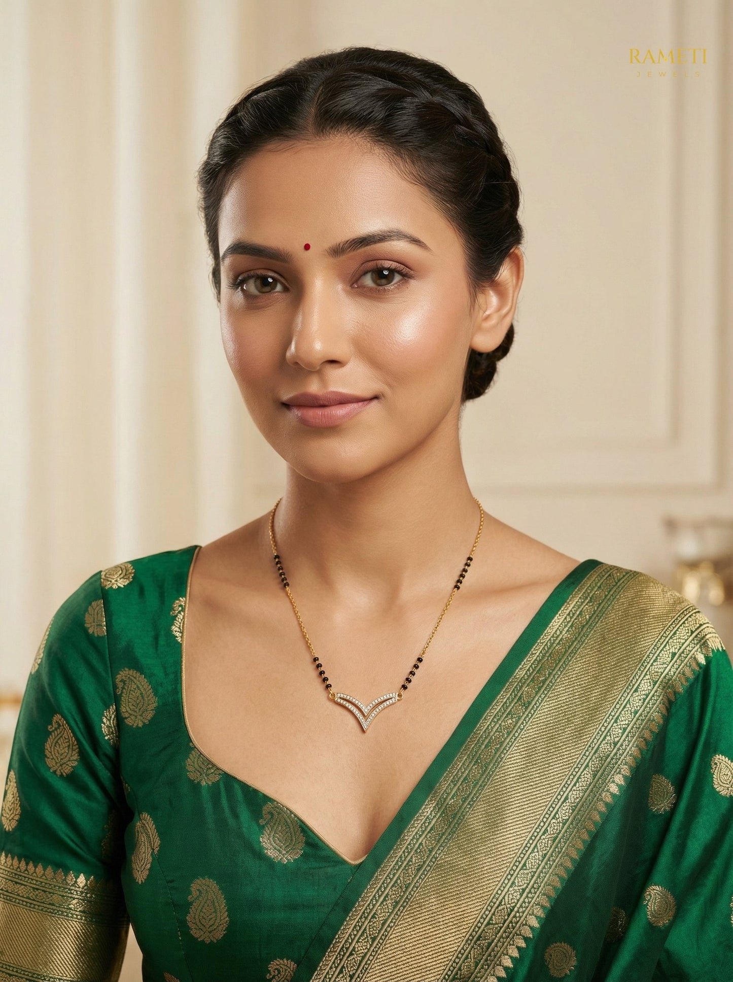 Leena Traditional Heritage Collection Mangalsutra worn by model - Rameti Jewels