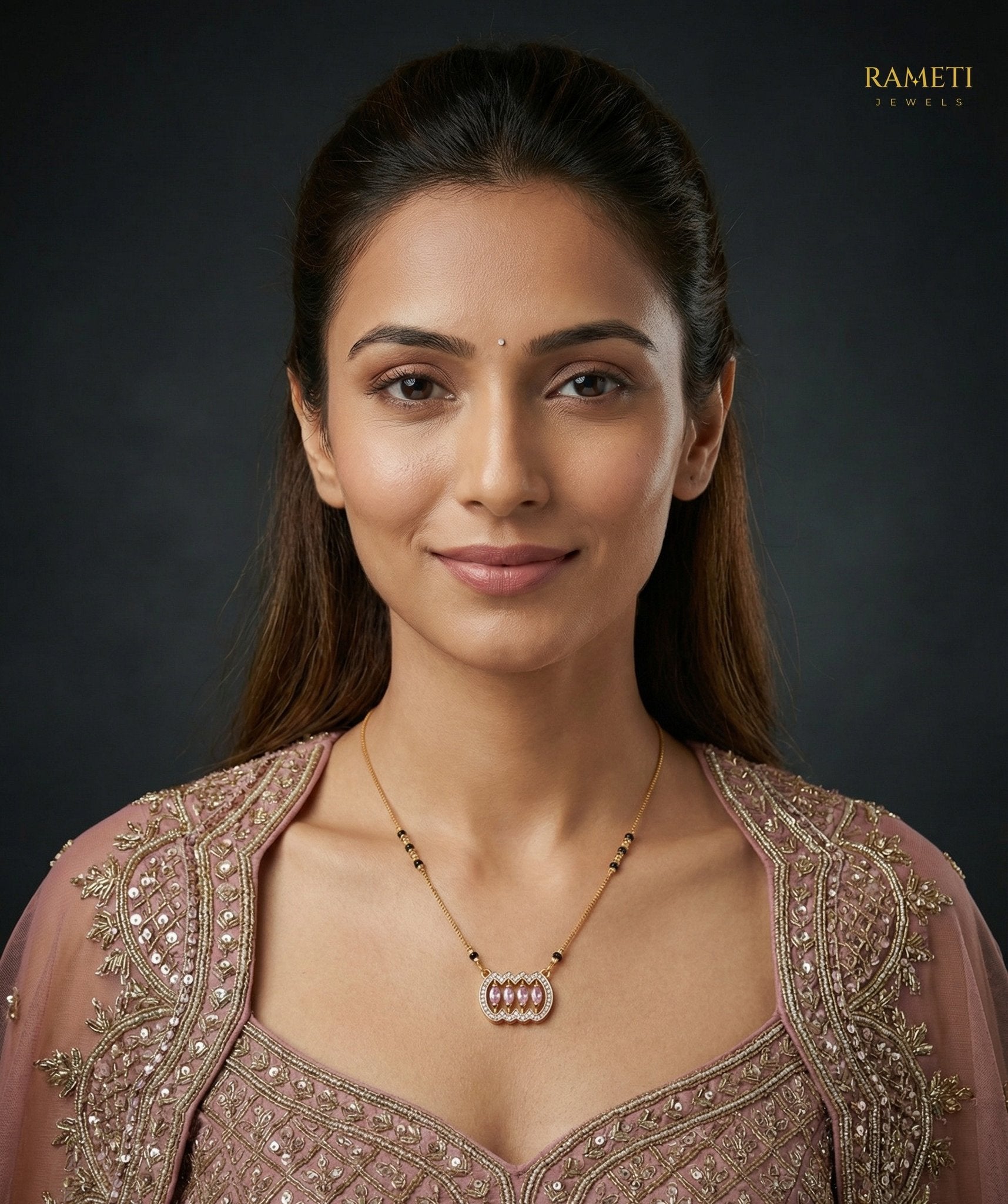 Barkha Minimalist Elegance Daily Wear Mangalsutra worn by model - Rameti Jewels