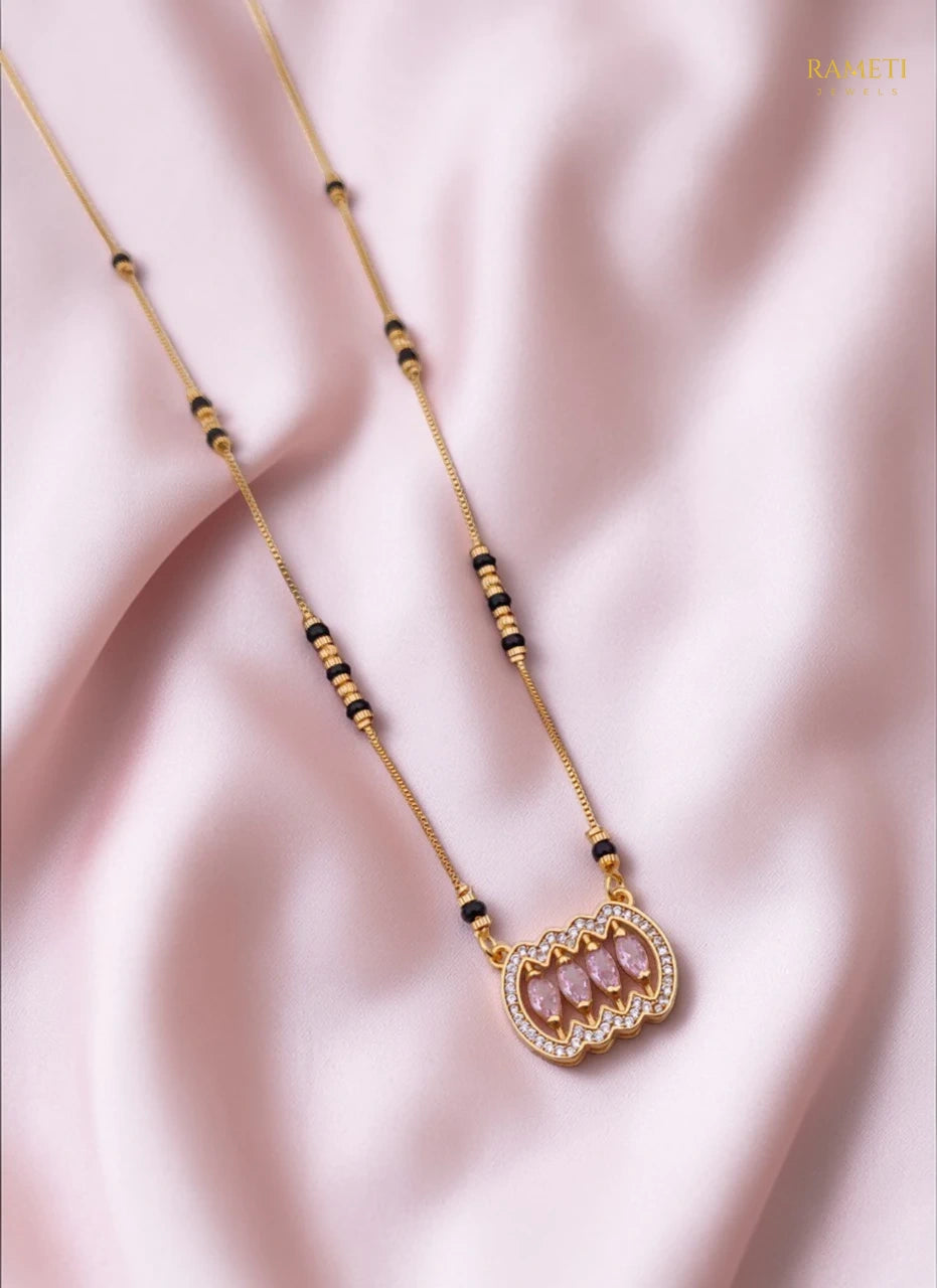 Side profile and craftsmanship of Barkha Minimalist Elegance Daily Wear Mangalsutra - Rameti Jewels