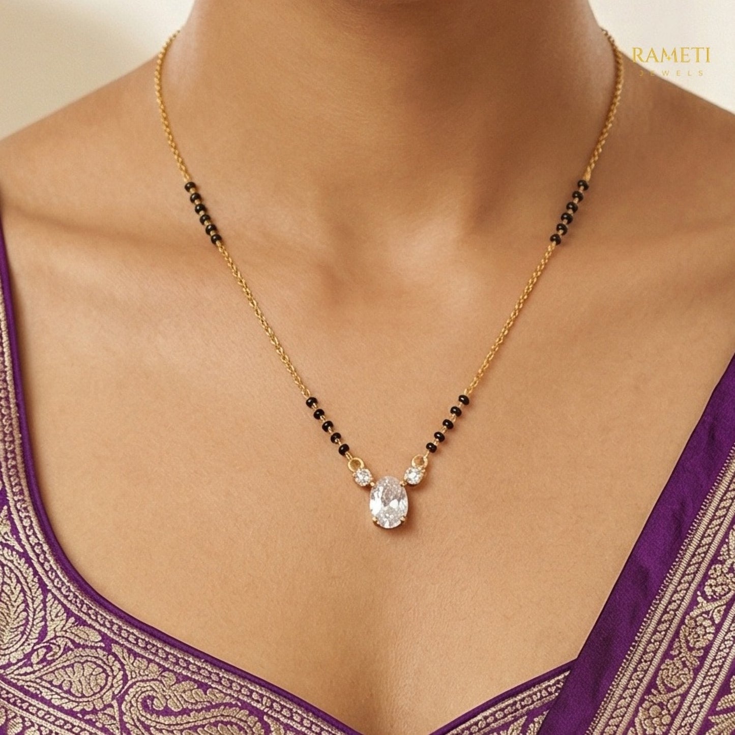 Lipika Royal Heart Cut Designer Mangalsutra - Rameti Jewels