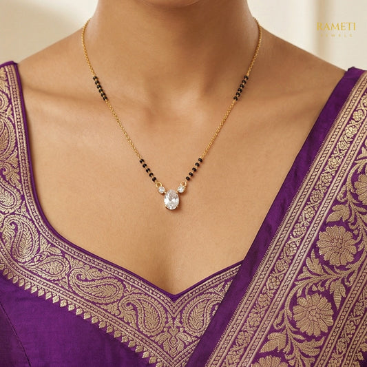 Detailed view of Lipika Royal Heart Cut Designer Mangalsutra - Rameti Jewels