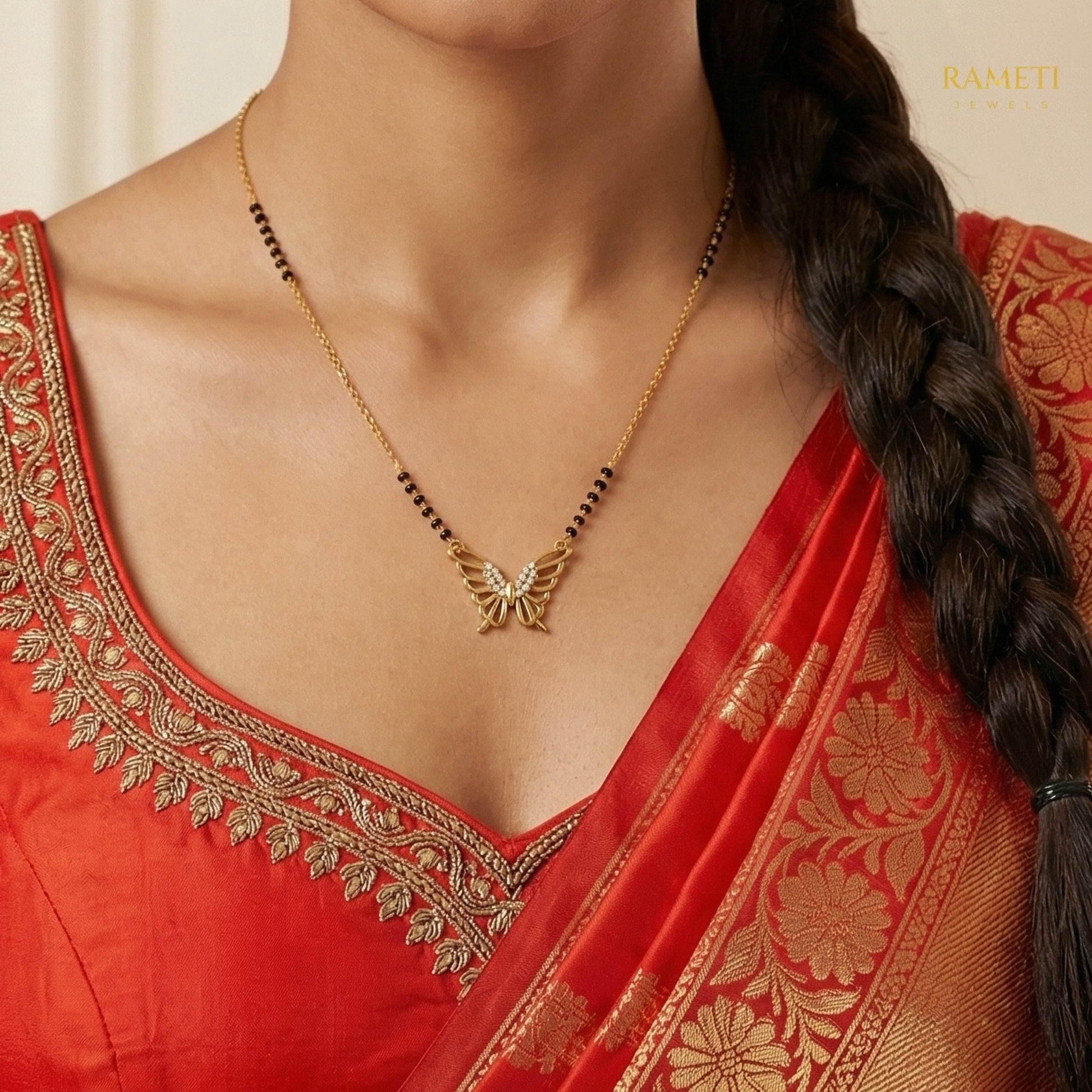 Detailed view of Mishka Divine Protection Classic Mangalsutra - Rameti Jewels