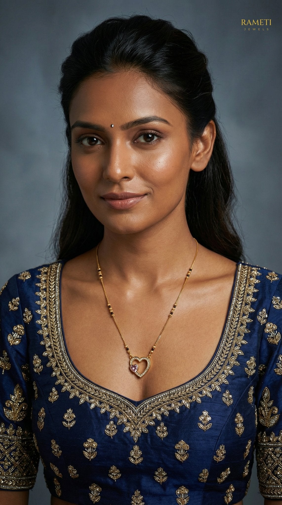 Madhavi Sleek and Sophisticated Office Wear Mangalsutra worn by model - Rameti Jewels