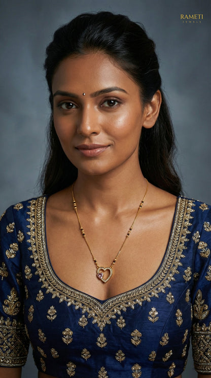Madhavi Sleek and Sophisticated Office Wear Mangalsutra worn by model - Rameti Jewels