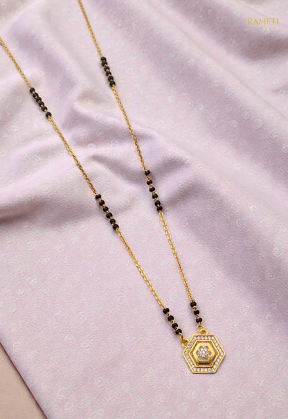 Side profile and craftsmanship of Madhavi Sleek and Sophisticated Office Wear Mangalsutra - Rameti Jewels