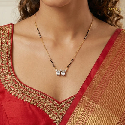 Detailed view of Mahi Royal Heart Cut Designer Mangalsutra - Rameti Jewels
