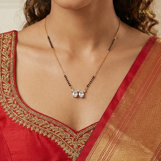 Detailed view of Mahi Royal Heart Cut Designer Mangalsutra - Rameti Jewels