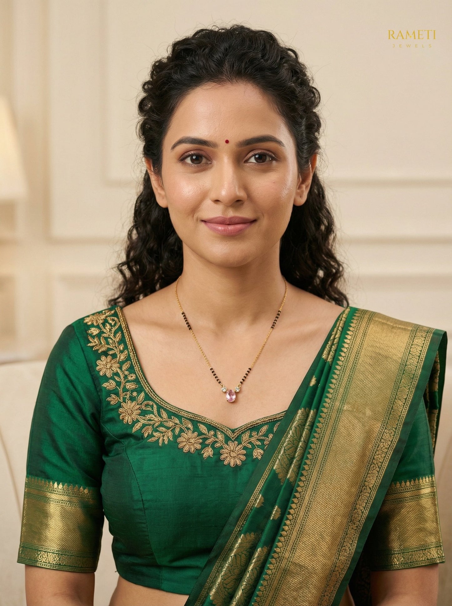 Niyati Eternal Bond 18K Gold Mangalsutra worn by model - Rameti Jewels
