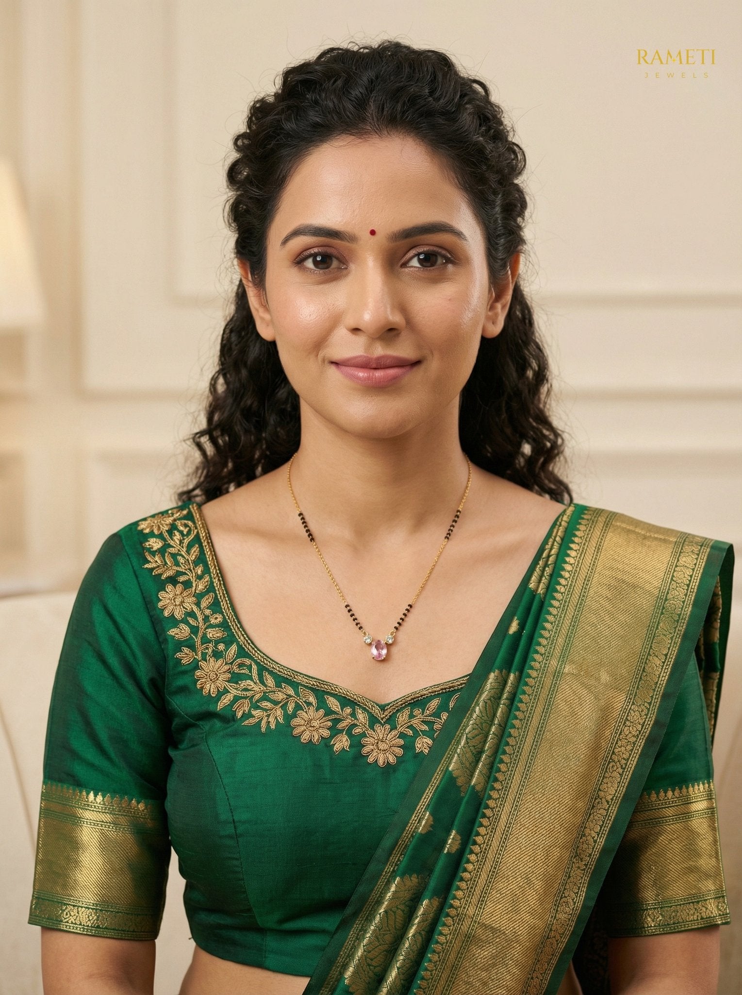 Niyati Eternal Bond 18K Gold Mangalsutra worn by model - Rameti Jewels