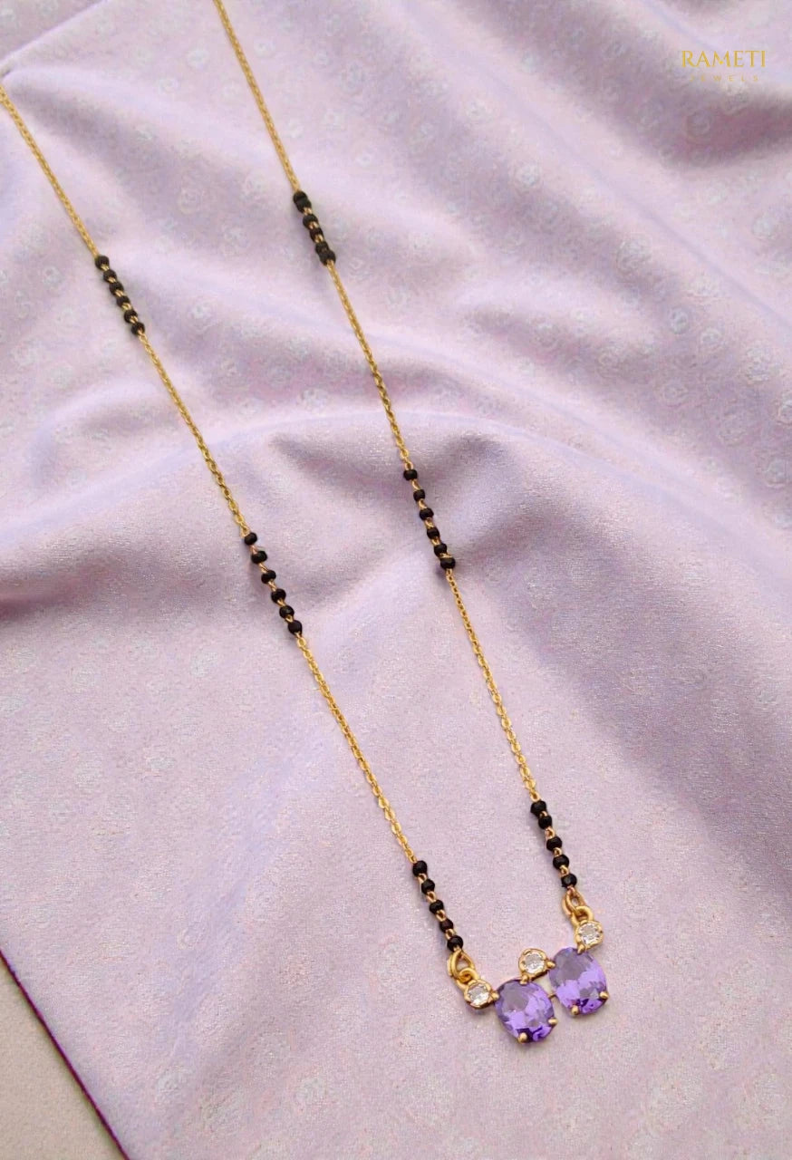 Side profile and craftsmanship of Naina Minimalist Elegance Daily Wear Mangalsutra - Rameti Jewels