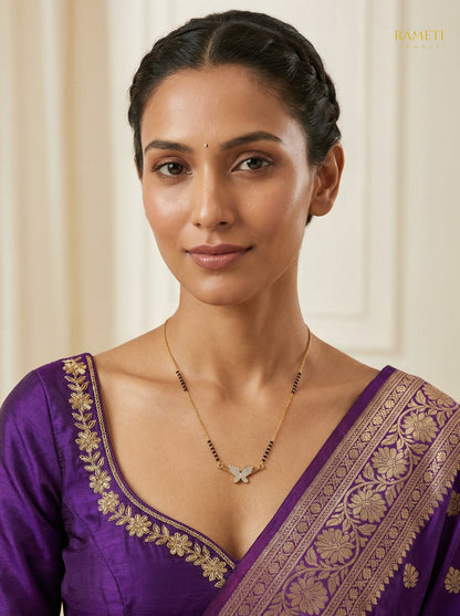 Namita Eternal Bond 18K Gold Mangalsutra worn by model - Rameti Jewels