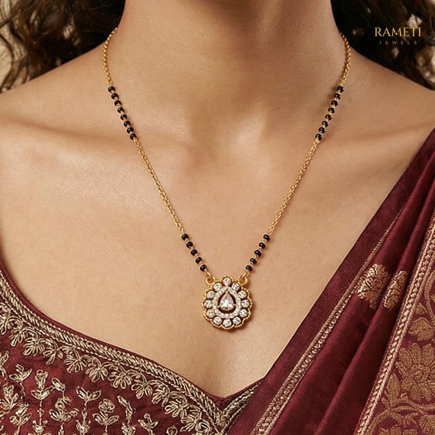 Nandita Glistening CZ Studded Party Wear Mangalsutra - Rameti Jewels